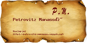 Petrovitz Manassé névjegykártya